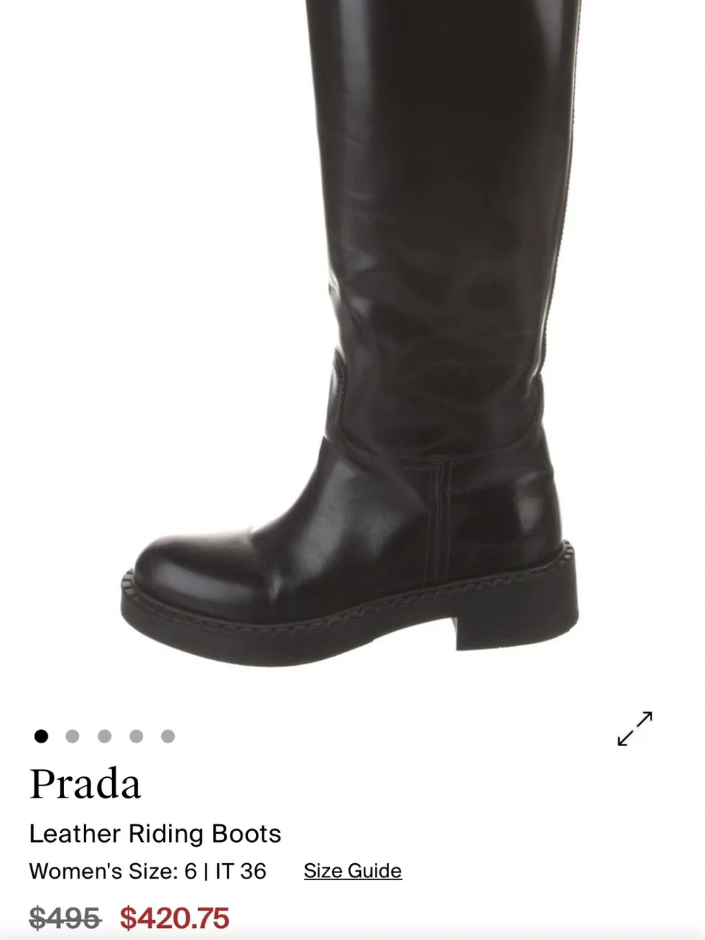 Prada Black Leather Knee-High Riding Boot